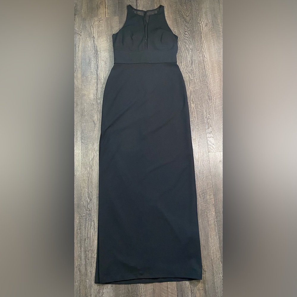 AIDAN MATTOX Long Black Dress High Slit